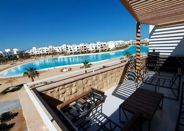Modern Chalet At El Gouna Swan Lake Compound With Swimable Lagoon View